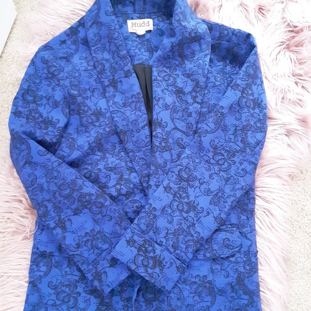 Casual Royal blue blazer with floral design